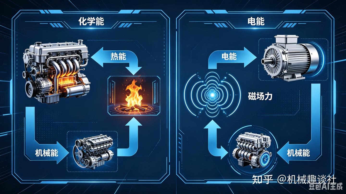 纯技术拆解:发动机与电机,能量转换与性能逻辑全解析
