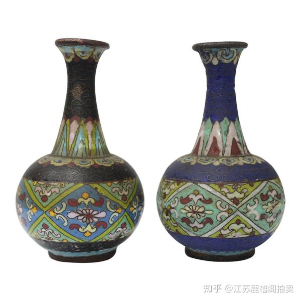 铜胎掐丝珐琅彩花瓶一对价值千万 明代铜胎掐丝珐琅花瓶 桃丽网