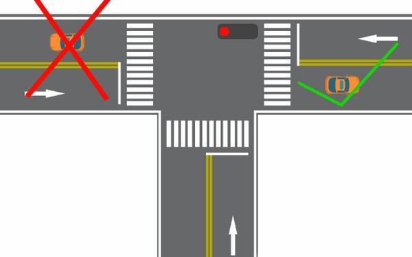T型路口红绿灯图解图片