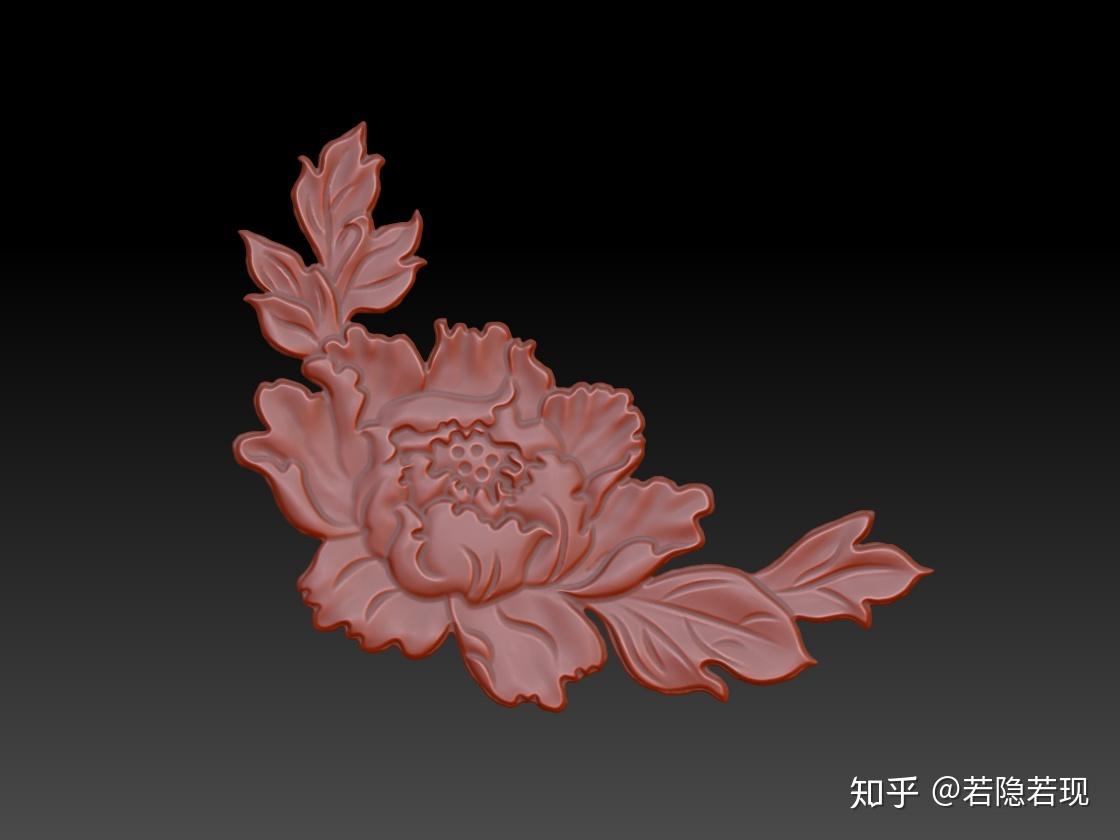 浮雕牡丹花图下载硬币上的牡丹花3d图下载牡丹花3d模型图下载