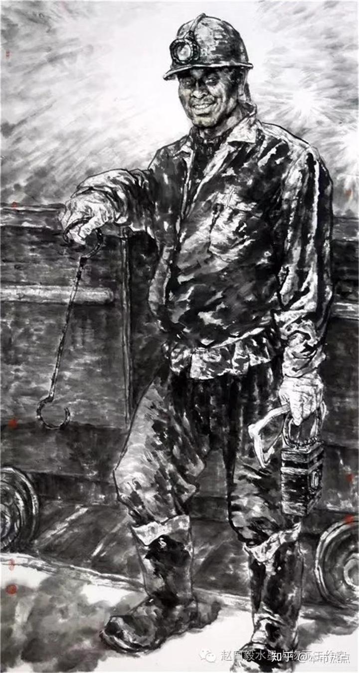本市热点画家赵国毅教授近期矿工写生与创作