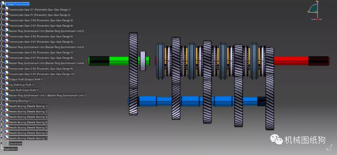 差减变速器5速变速箱内部齿轮结构3d图纸stp格式