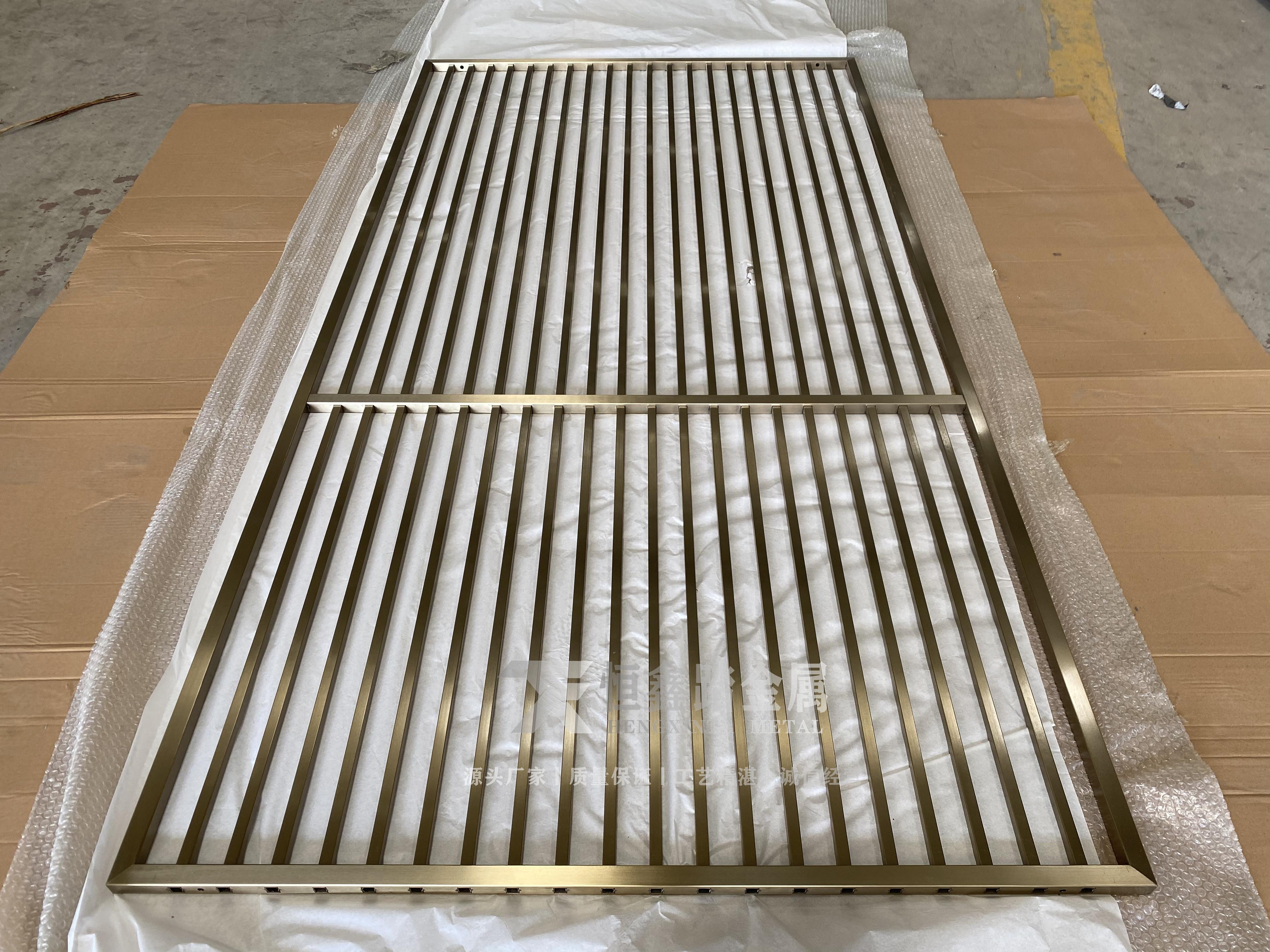 拉丝香槟金不锈钢屏风办公酒店大厅不锈钢屏风定制