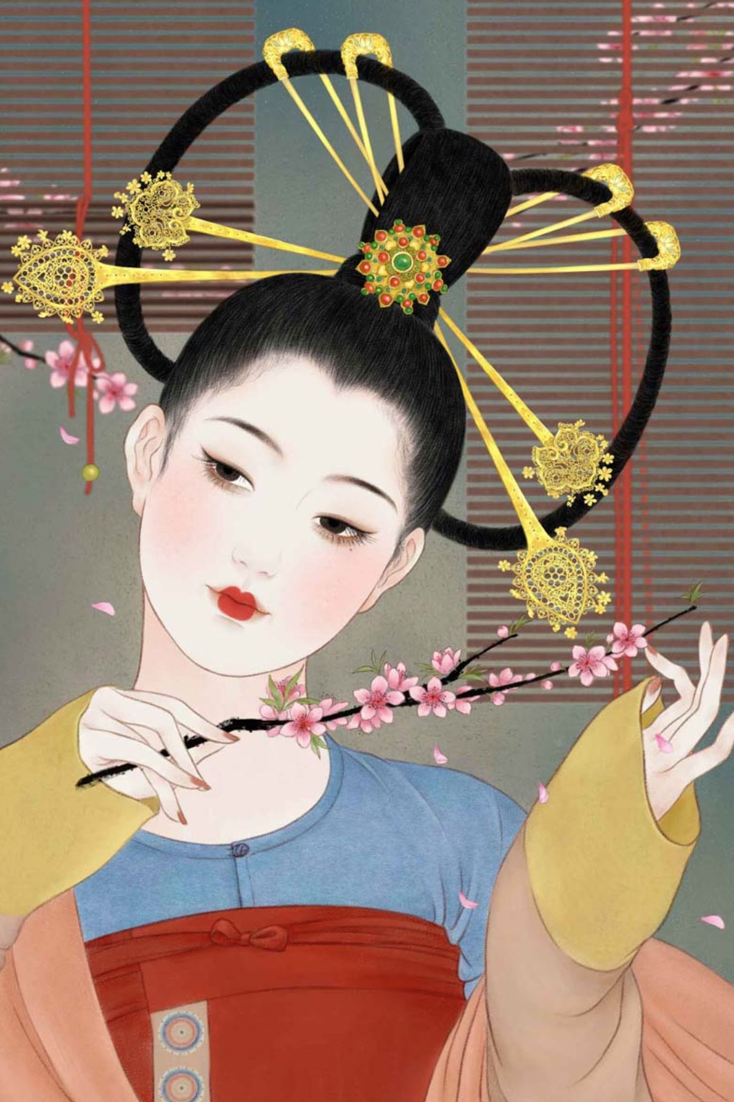 初唐 流落南土的王妃天人化生莲瓣金钿李静训墓出土金镶珠宝项链金镶