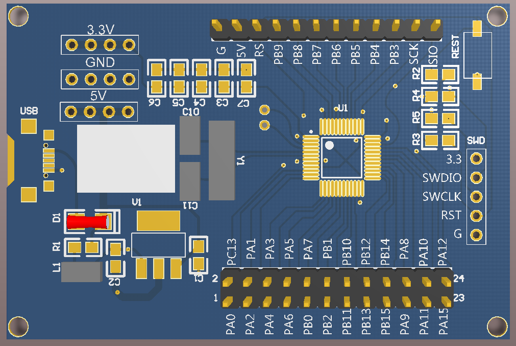 stm32f103c8t6畢設核心板的製作