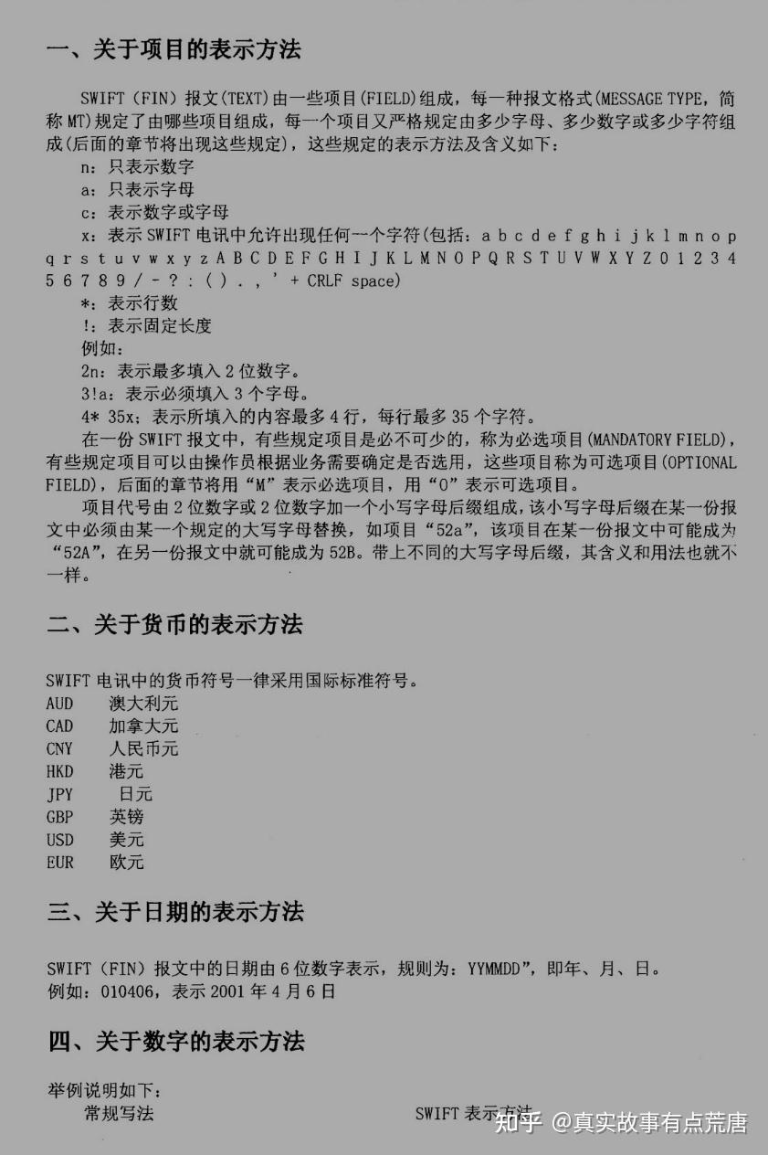 SWIFT ( FIN ) 报文中的标准表示方法- 知乎