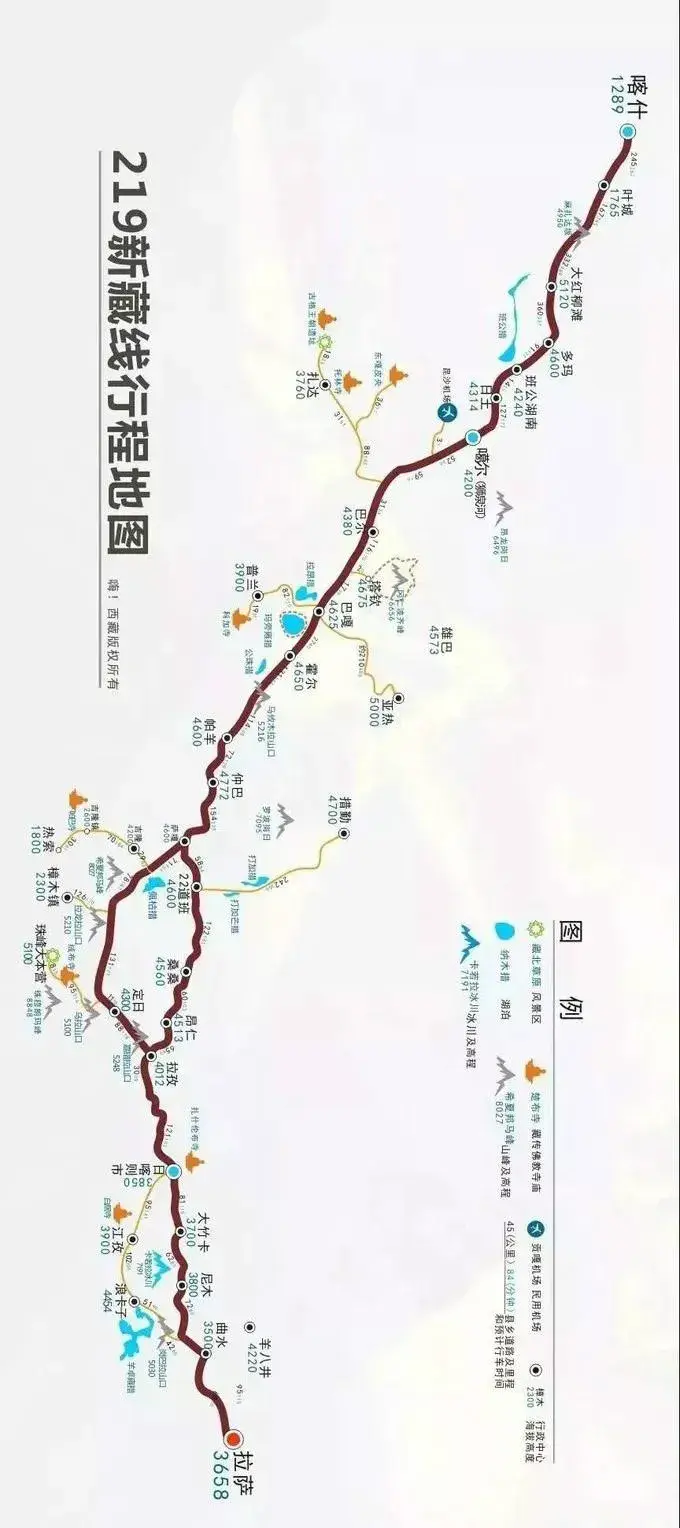 新藏公路详细线路图图片