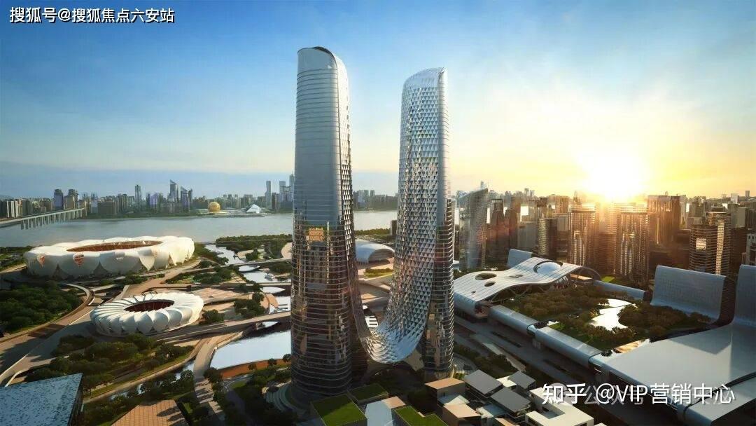 奥体核心·钱塘中轴的云端总部|杭州之门写字楼地标级310米双子塔定义萧山企业新高度! - 知乎