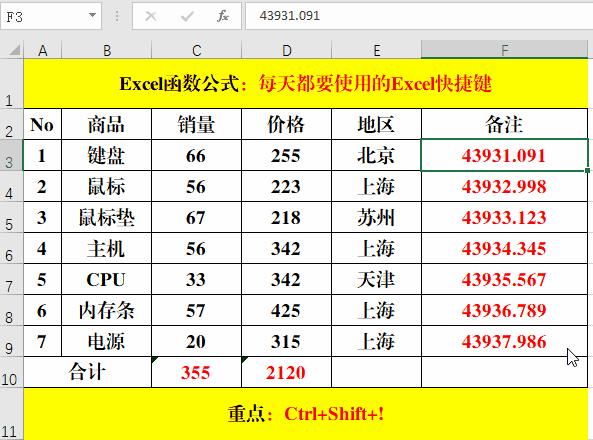 Excel快捷键Ctrl+Shift系列，提高效率，拒绝加班 - 知乎