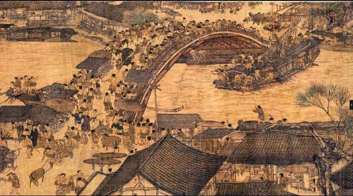 图5虹桥(从清明上河图上截取)图6唐寰澄以火柴混示意虹桥结构体系图7