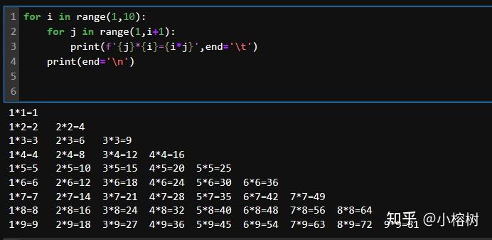 用python打印九九乘法表以及print使用方法 - 知乎