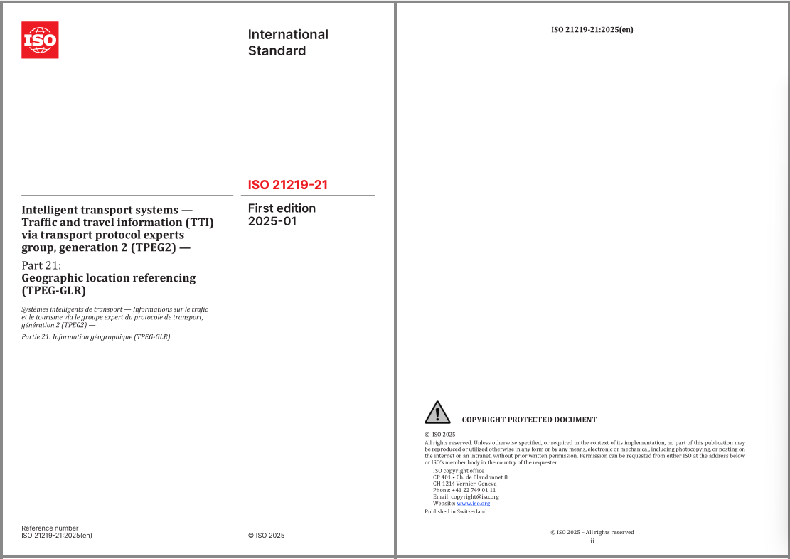 ISO 21219-21-2025【中文翻译+PDF原文】智能运输系统 - 通过运输协议专家组第 2 代（TPEG2）的交通与出行信息（TTI ...