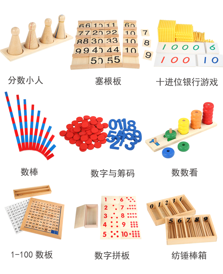 蒙氏数学区里的"工作"蒙氏强调"不教的教育",教室里会给儿童提供系统