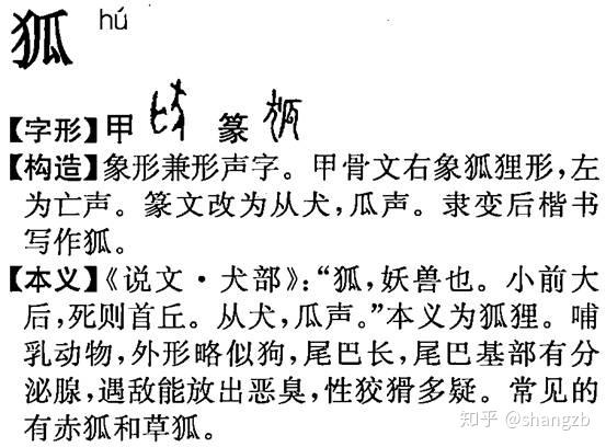 说 狐 字 知乎