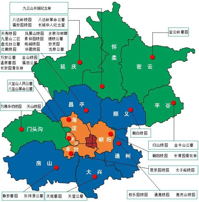 区花乡郭公庄3,天山陵园 门头沟区军庄镇4,静安墓园 房山区公主坟村5