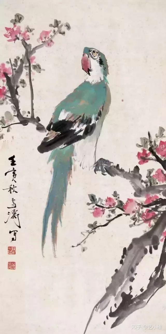 中国額 中国軸 王雪涛在銘 花鸟絵 近現代 中國古美術 王雪涛，中国现代著名小写意花鸟画家。1903年12月31日出生，1982