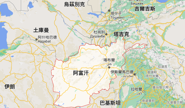阿富汗，图源：谷歌地图
