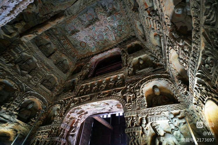 石现佛国，壮美云冈】云冈石窟-第2期“双窟”-第7窟：前后室，层层佛龛