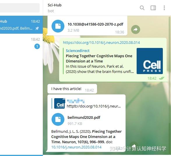6. telegram上的sci-hub機器客服
