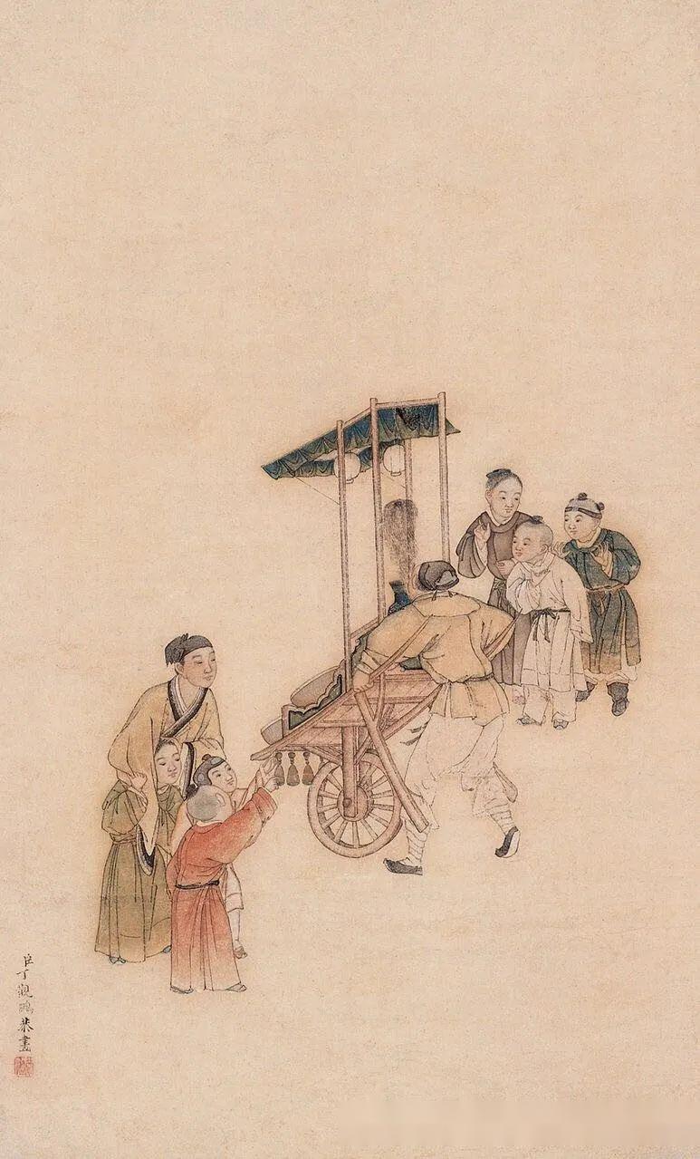 中医合璧乾隆帝岁朝行乐图轴清代郎世宁