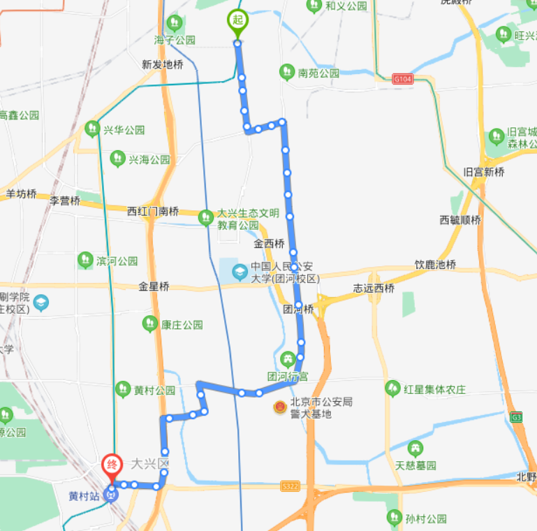 北京黄村火车站途经公交车路线乘坐点及其运行时间 