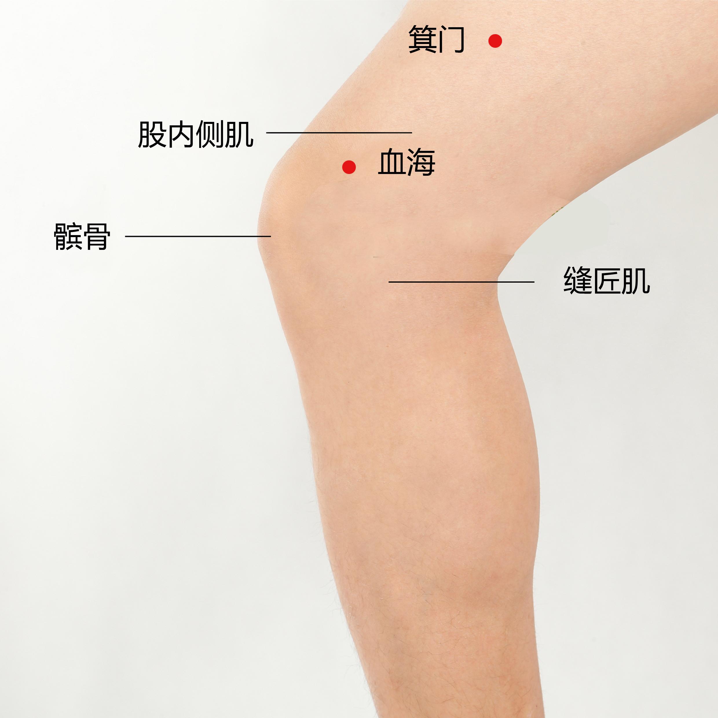 贴的推荐:血海穴属足太阴脾经之穴;屈膝,在大腿内侧,髌底内侧上两寸