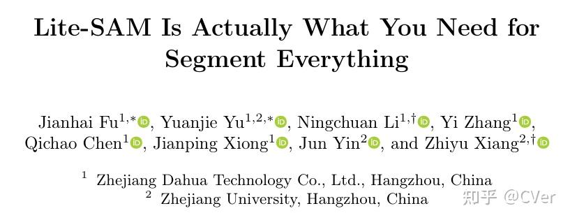 ECCV 2024 | Lite-SAM：轻量级分割一切新工作 - 知乎