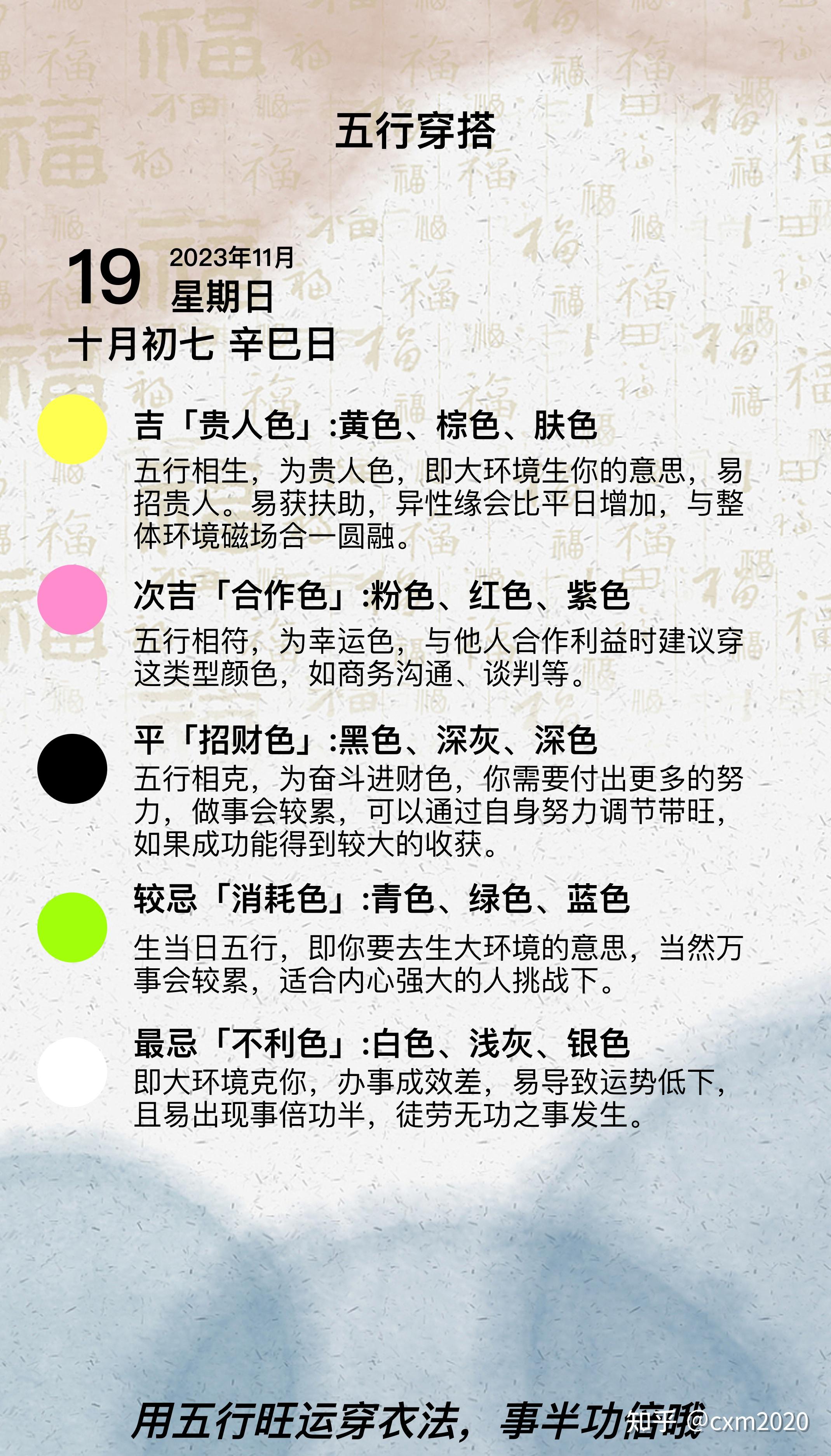 五行穿搭2023年11月19日穿衣指南
