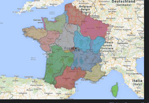 法國有101個省(96個省 5個海外省)2016年1月1日法國原有的22個大區