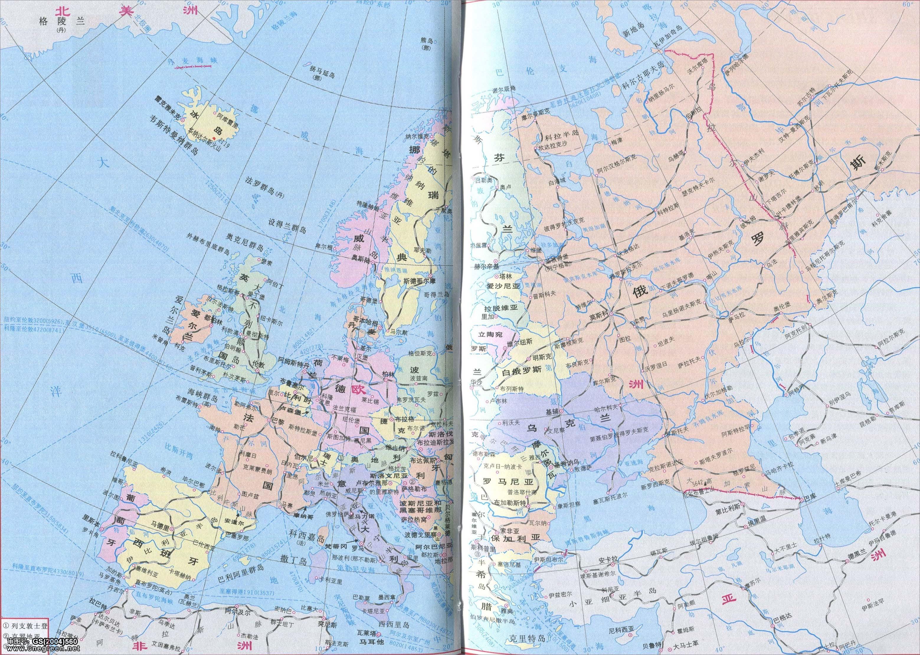 欧洲地图高清版放大图片
