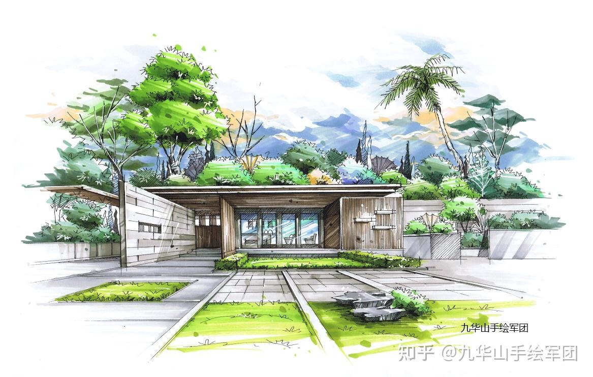 九华山手绘军团景观手绘作品