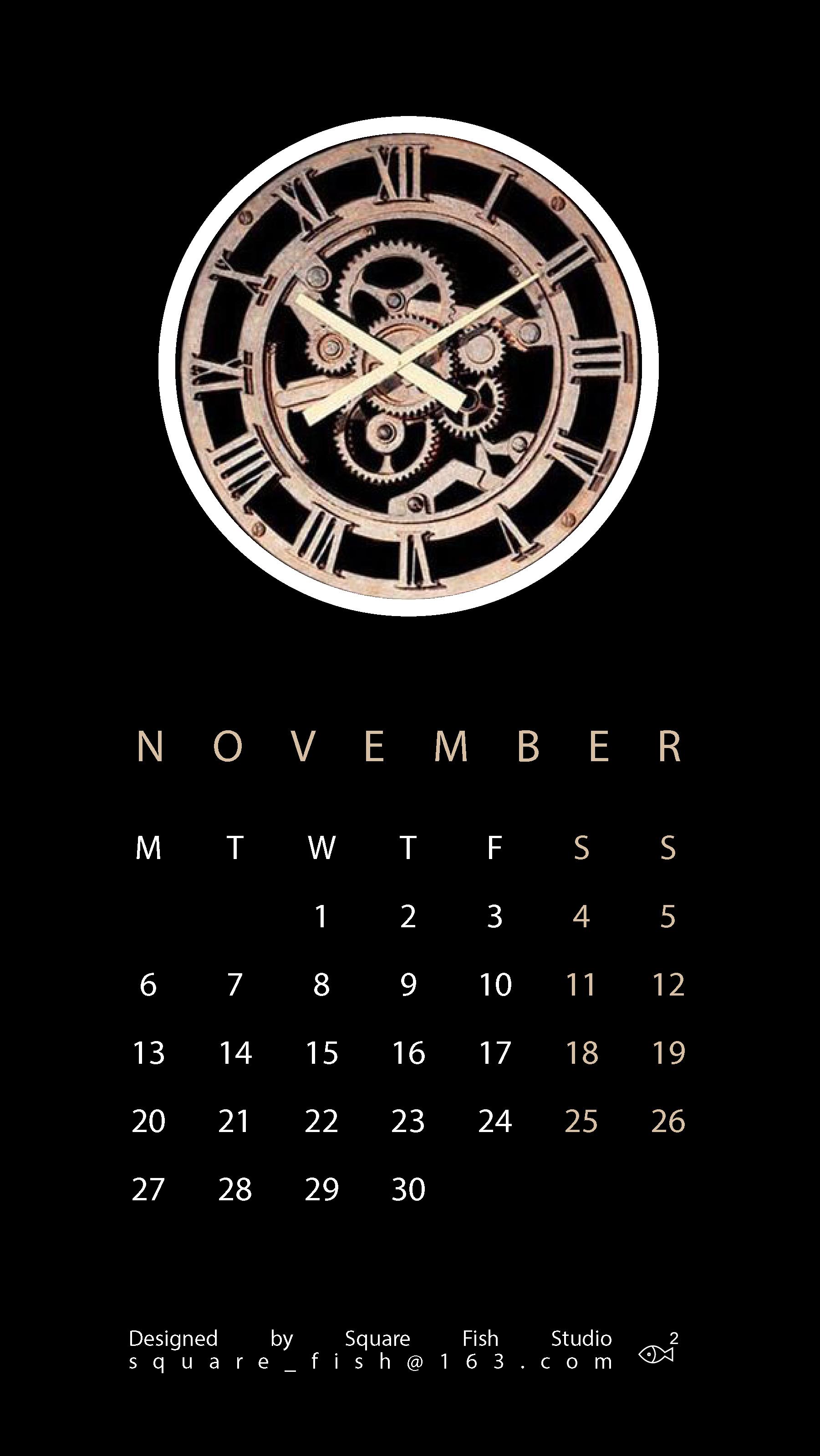 十一月手机日历