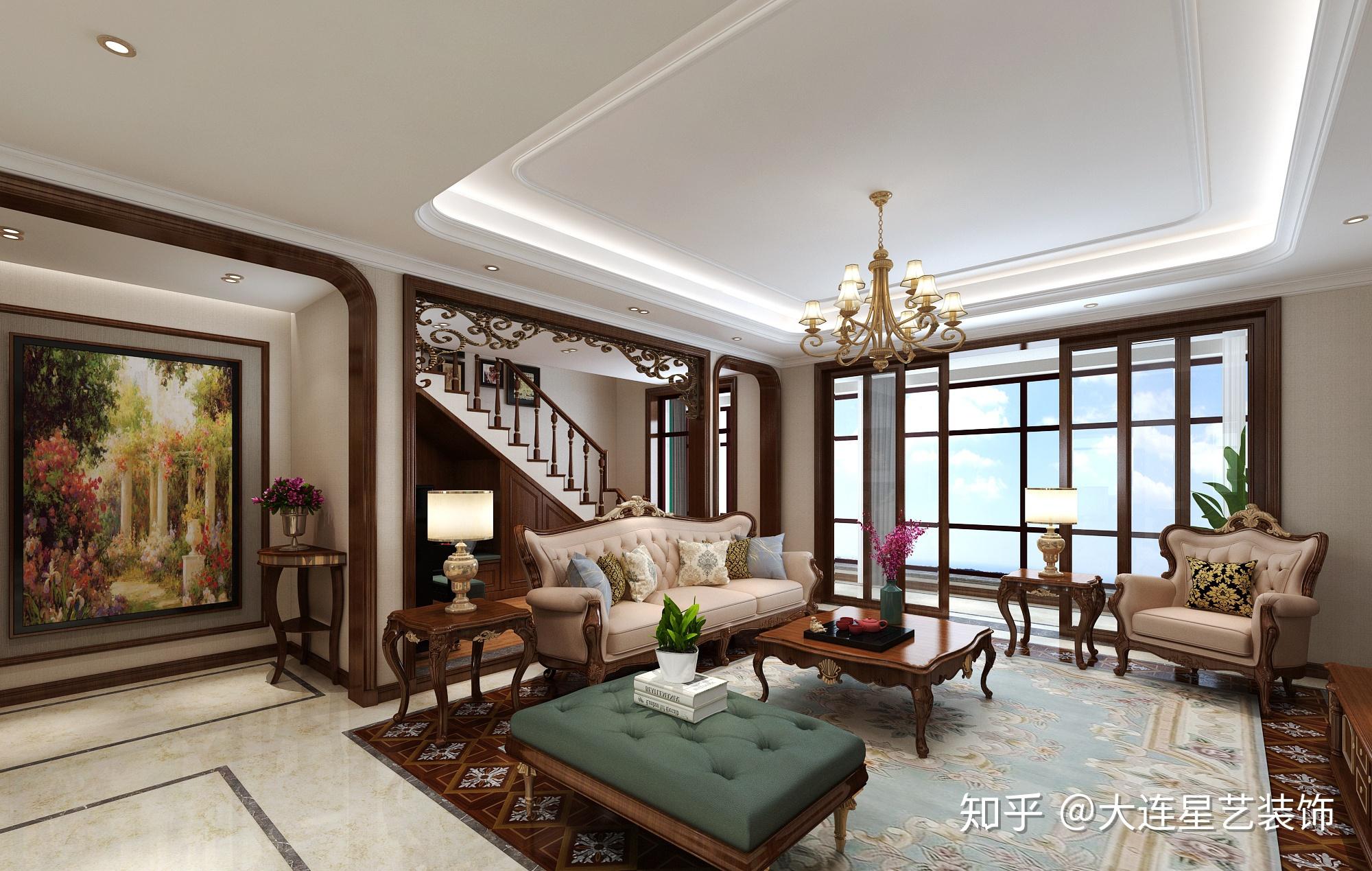 大连跃层户型装修设计案例美式装修风格质朴浪漫随性优雅