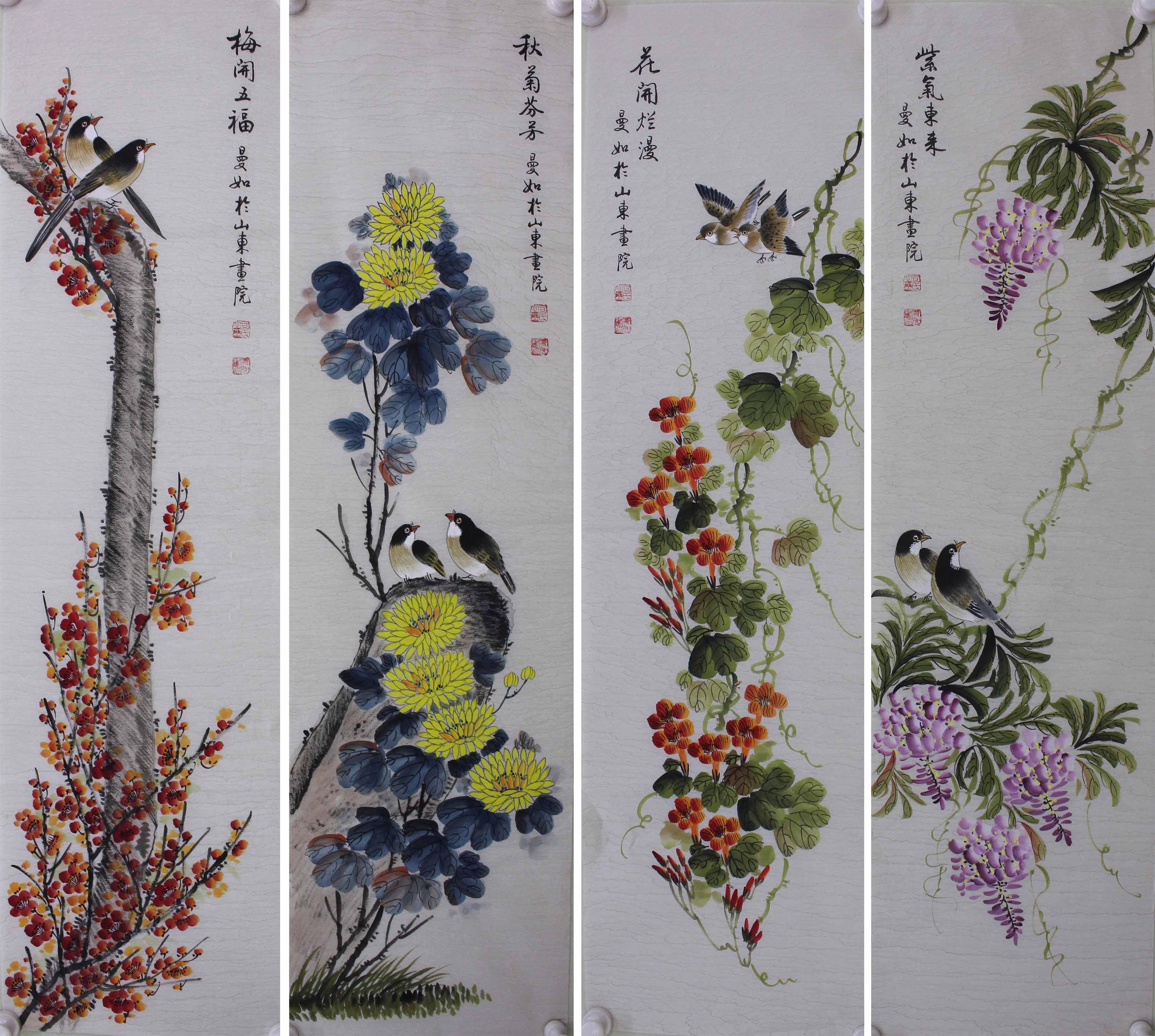 著名职业工笔画家司曼如老师书画作品赏析