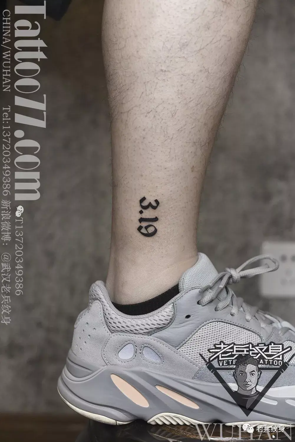 老兵店内作品欣赏——男生脚踝部位纹身