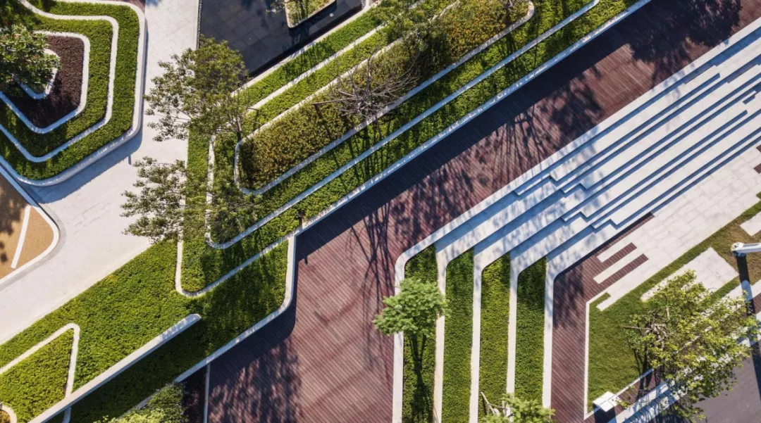 现代公园设计信息化条线分割铺装高差材质极简科技景观