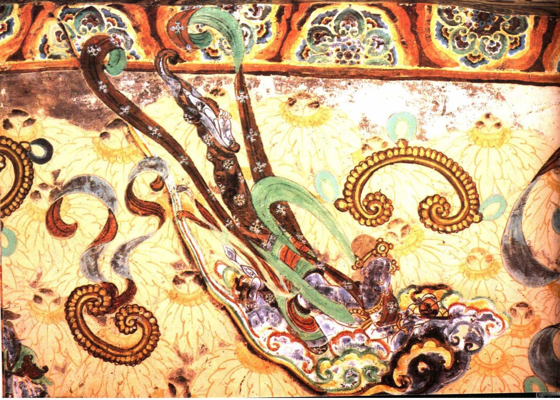 神游千年大美敦煌盛唐39窟涅盘卧佛与壁画佛母奔丧散花飞天翩若惊鸿46