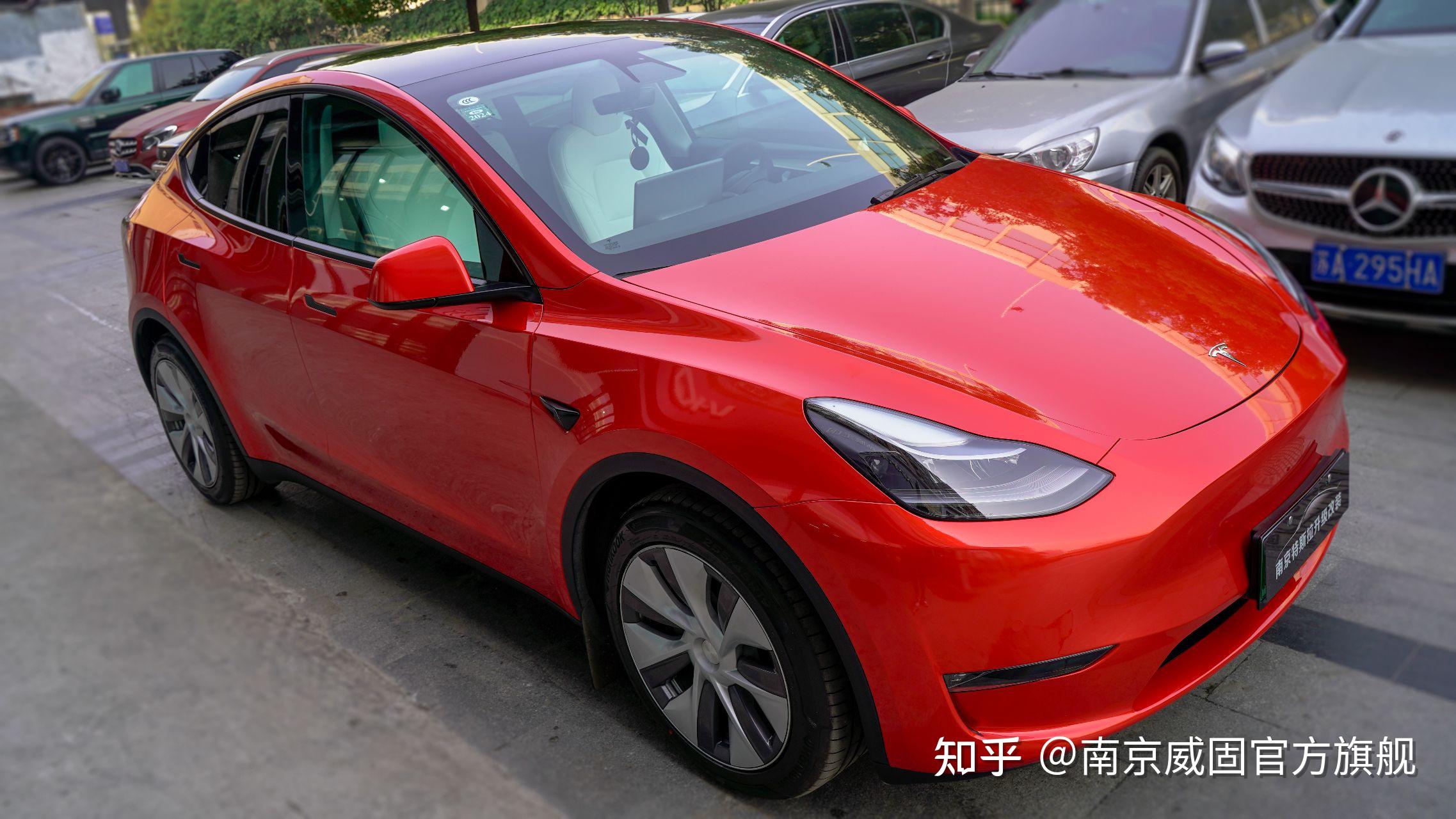 特斯拉modely改色水晶红