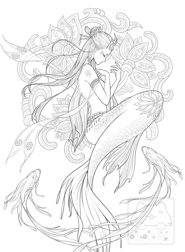 妖艳货色一组山海经古风线稿