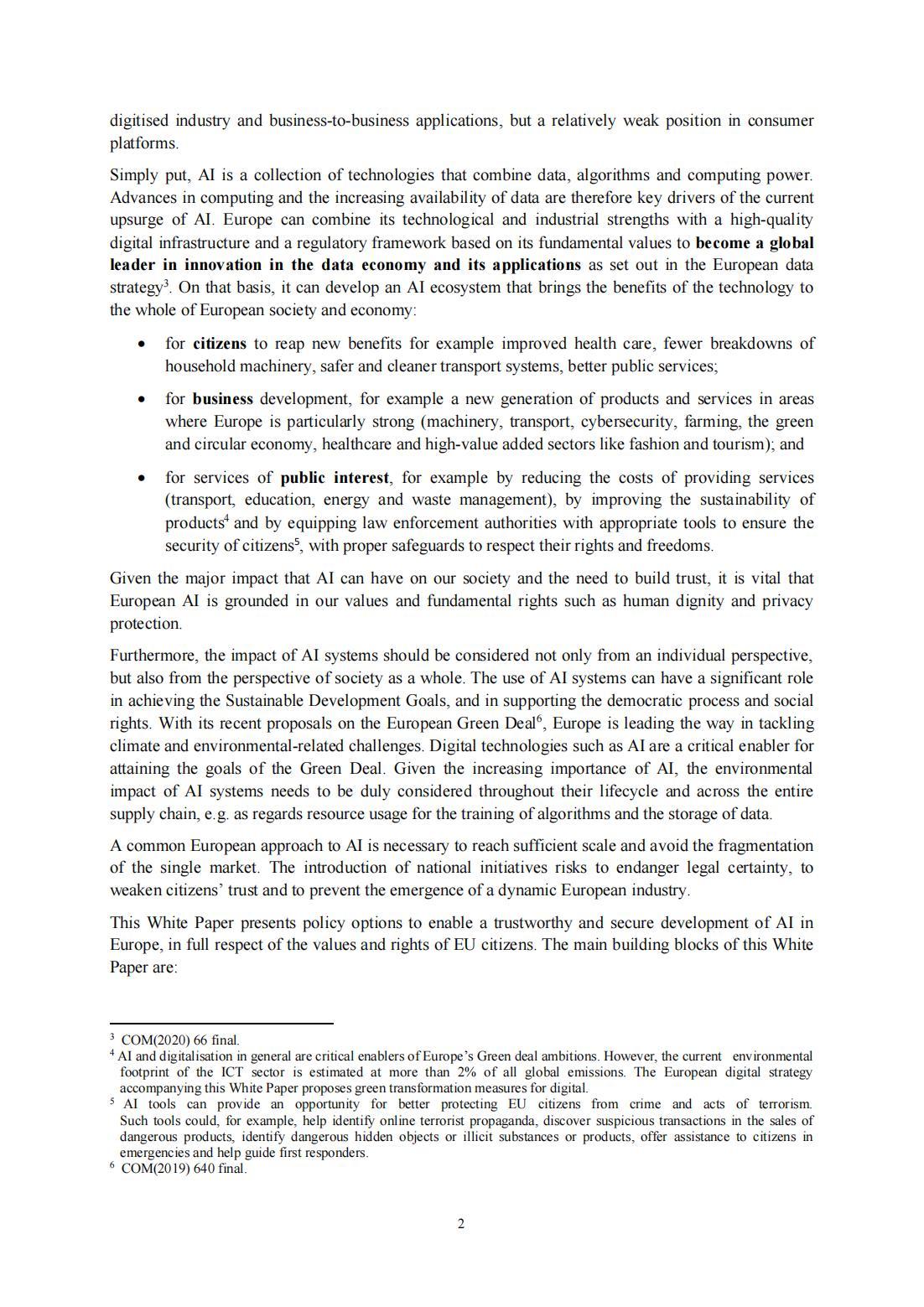 White paper On Artificial Intelligence A European approach to