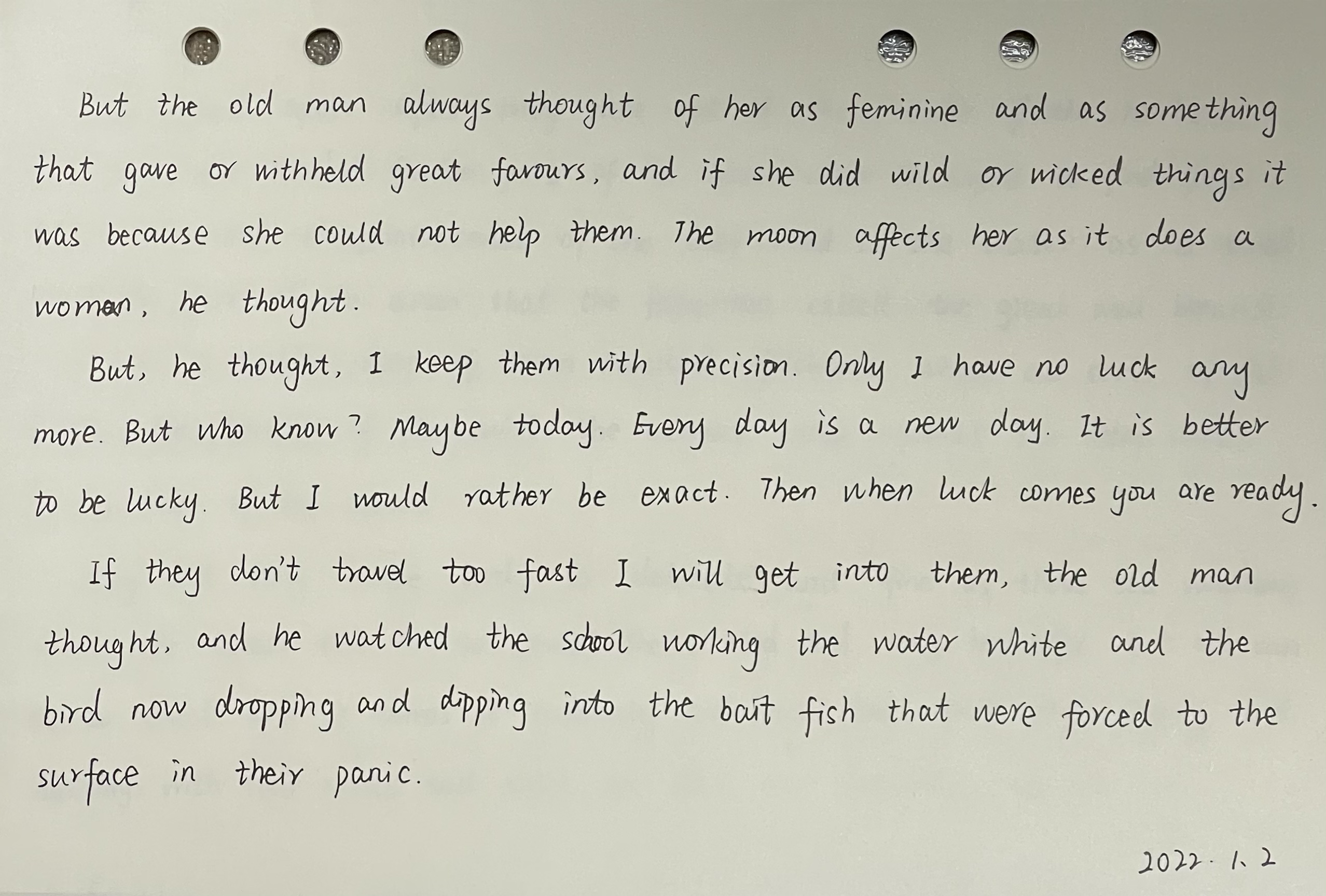 but the old man always thought of her as feminine and as