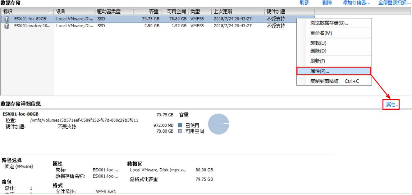 221 使用vsphere client管理vmware esxi本地存储器