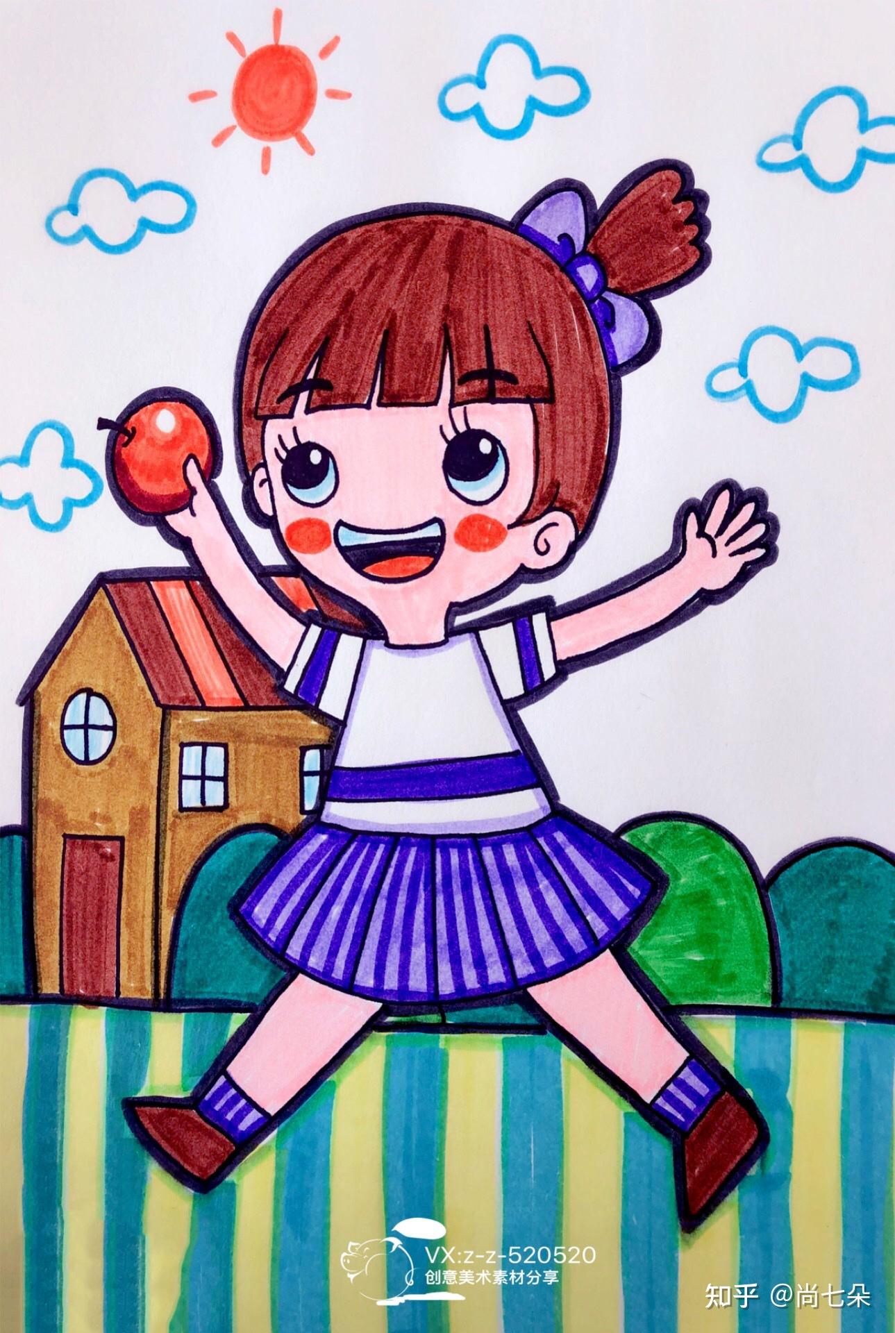 创意儿童画马克笔水彩漫画插画卡通画涂鸦儿童美术学习资料绘画素材