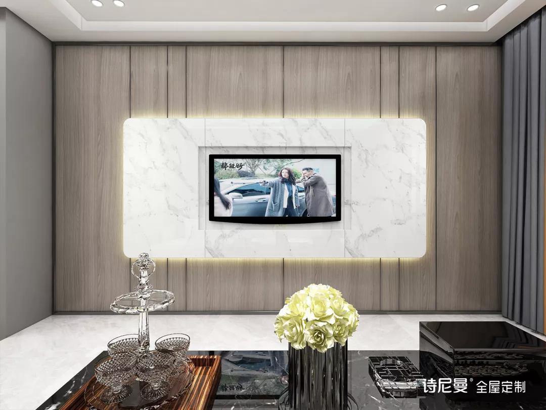 现代二居室客厅电视墙设计效果图_别墅设计图