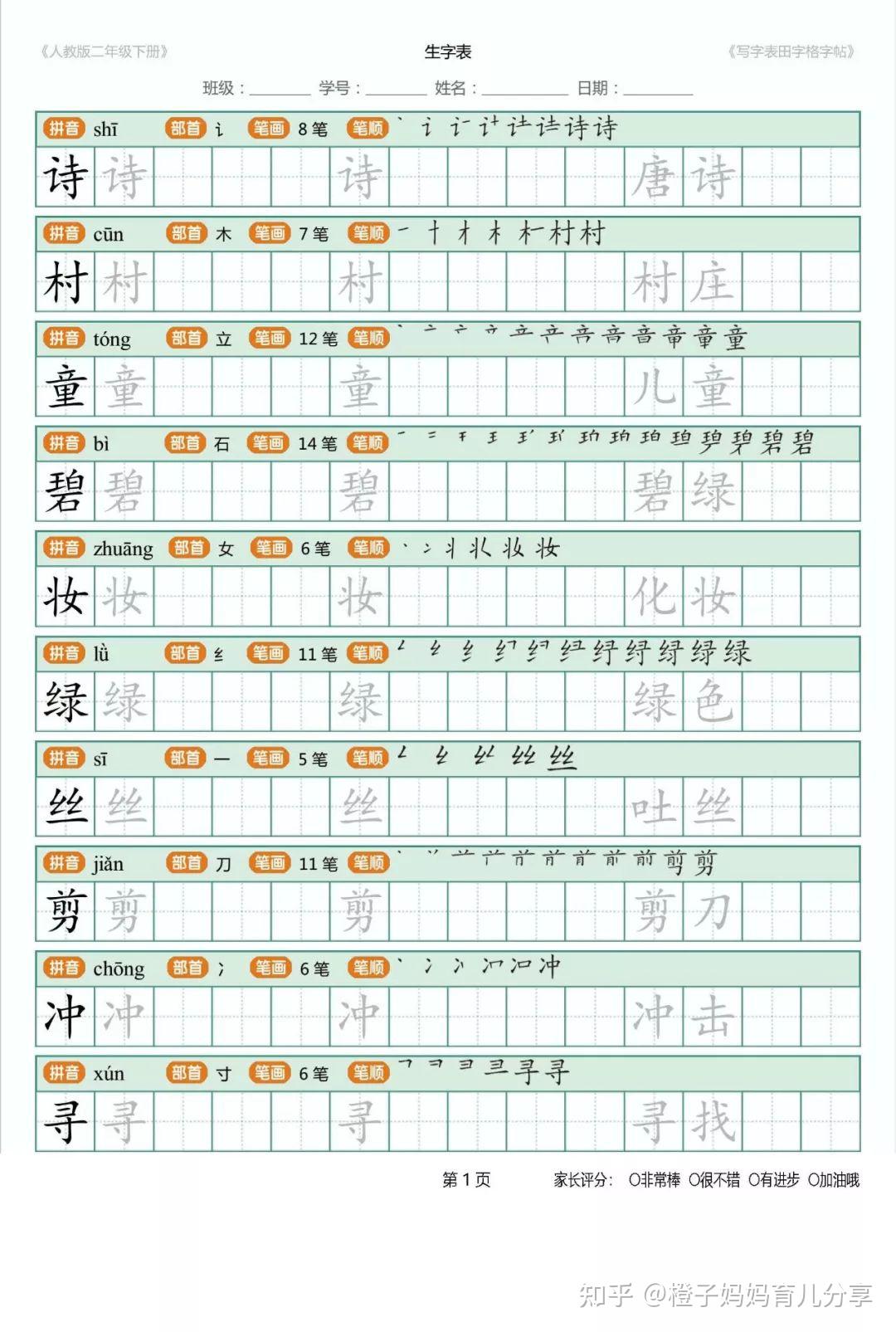 A003 【小学教辅】2024版:1-6年级语文下册写字表《田字格字帖》(拼音、部首、笔顺、笔画),可下载打印,建议收藏! - 知乎