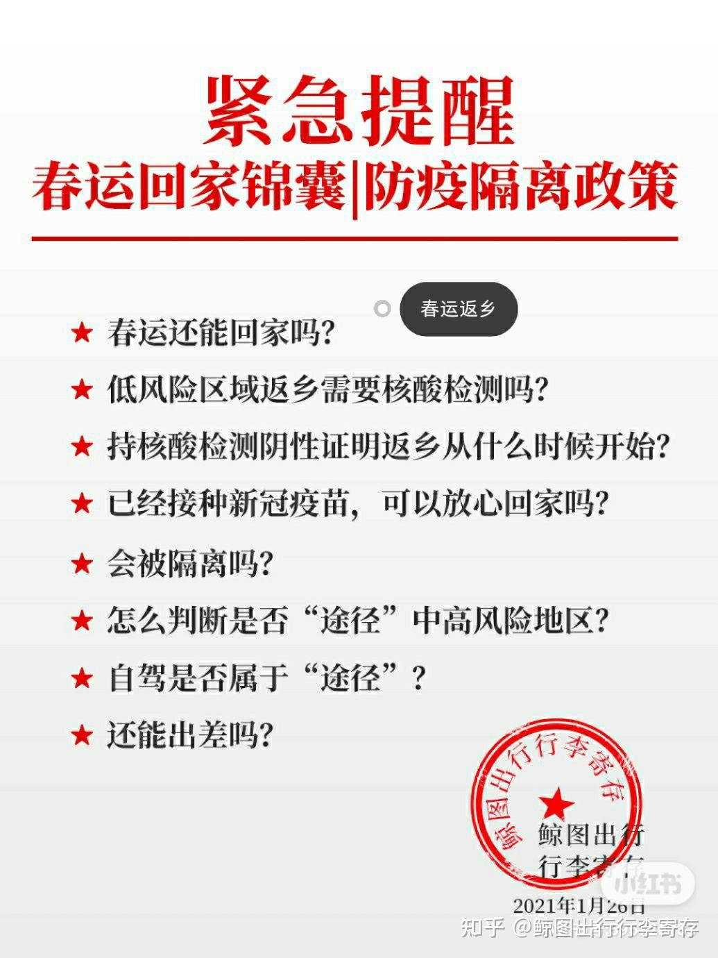 紧急提醒春运回家锦囊防疫隔离政策