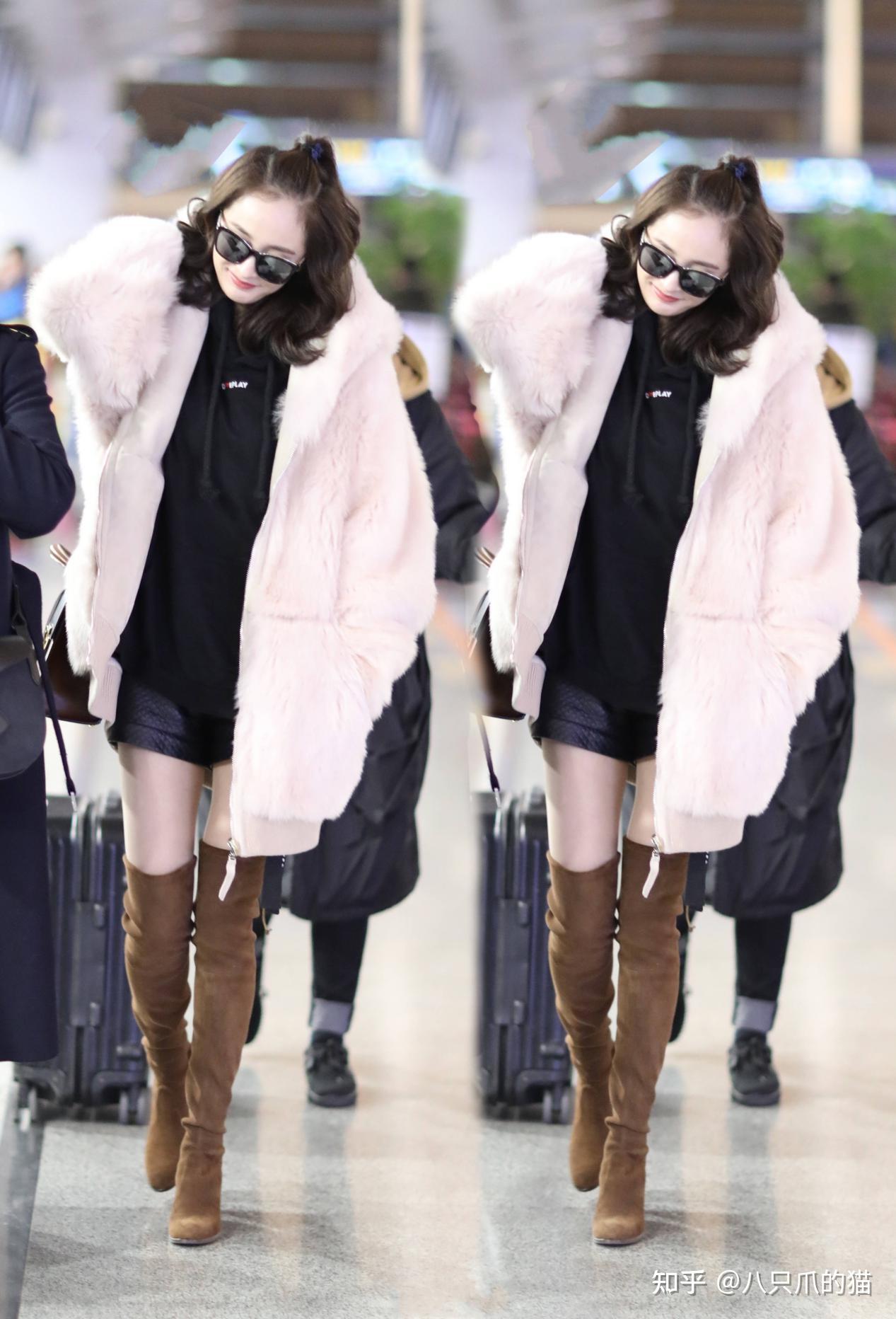 杨幂大冬天仍能秀身材,机场裹毛绒大衣凹"下衣失踪",为美真拼 - 知乎