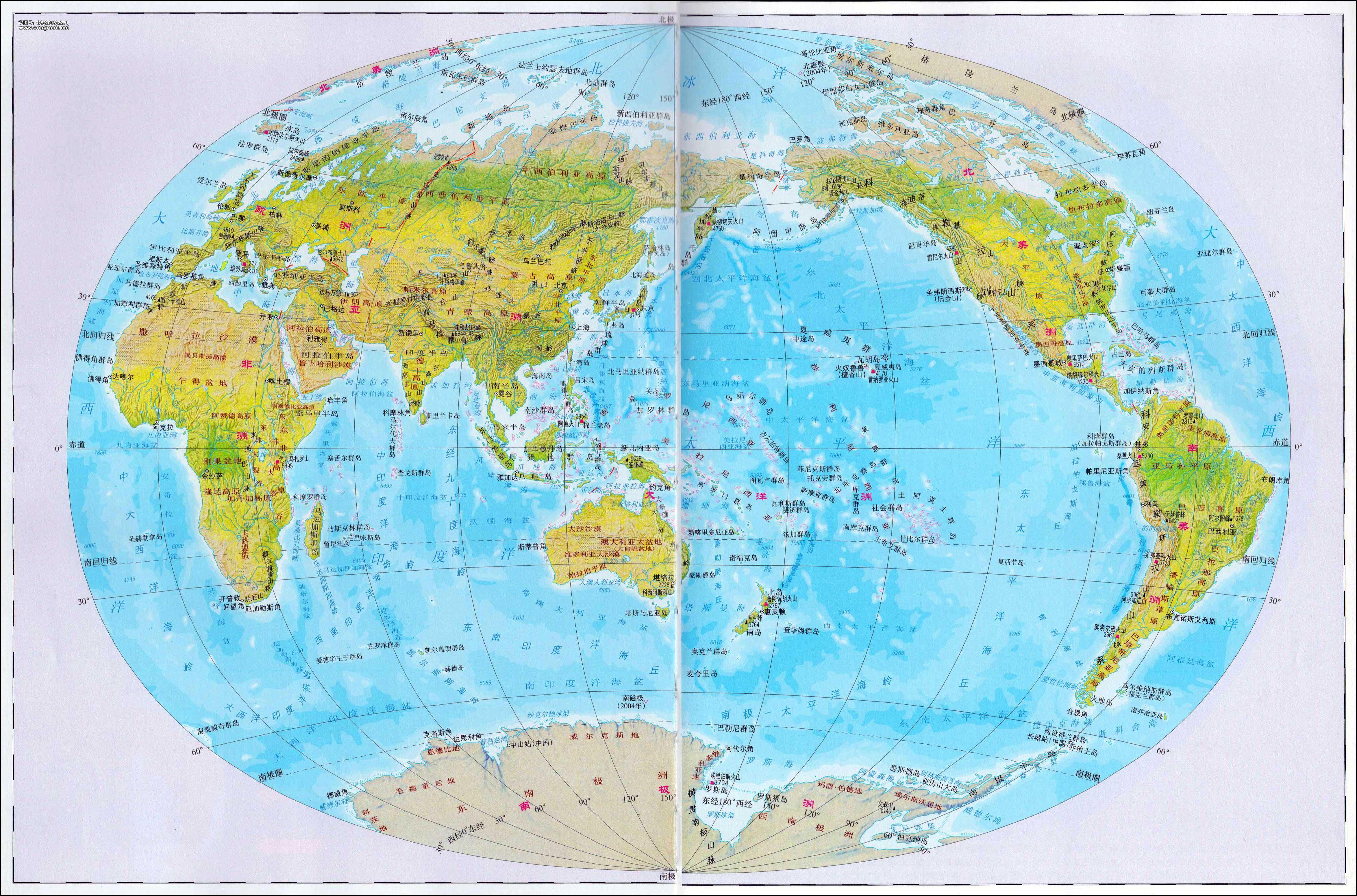 世界地形区分布示意图图片