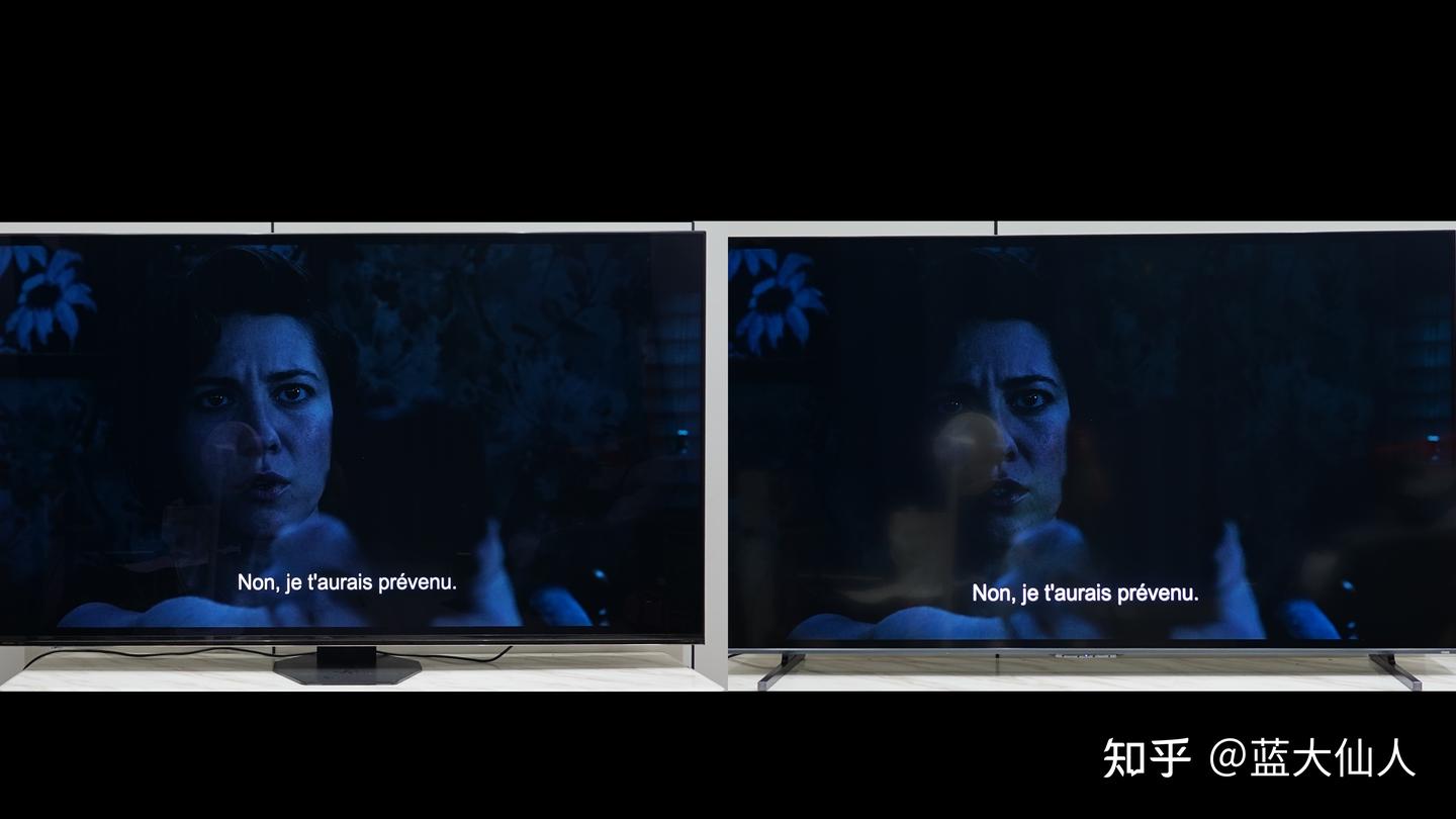 低反膜(左)与普通电视