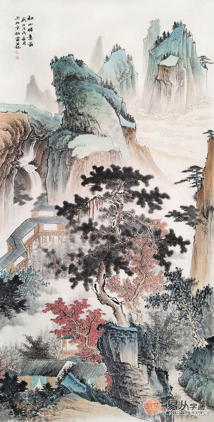 当代诗人画家李佩锦作品赏析松山胜意图